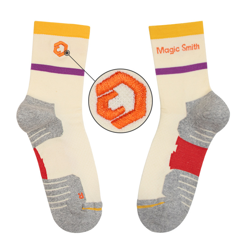 Leica gruesa toalla base calcetines deportivas antiodor para hombres running medias bordadas rayas calcetines de baloncesto personalizadas para mujeres