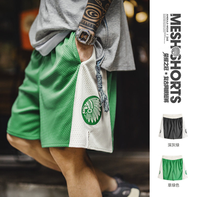 Madden Workwear American Retro Mesh Sports Fitness Training Breathable Shorts Loose Basketball Shorts Men's Summer Madden Workwear American Retro Mesh Sports Fitness Training Breathable Shorts Loose Basketball Shorts Men's Summer