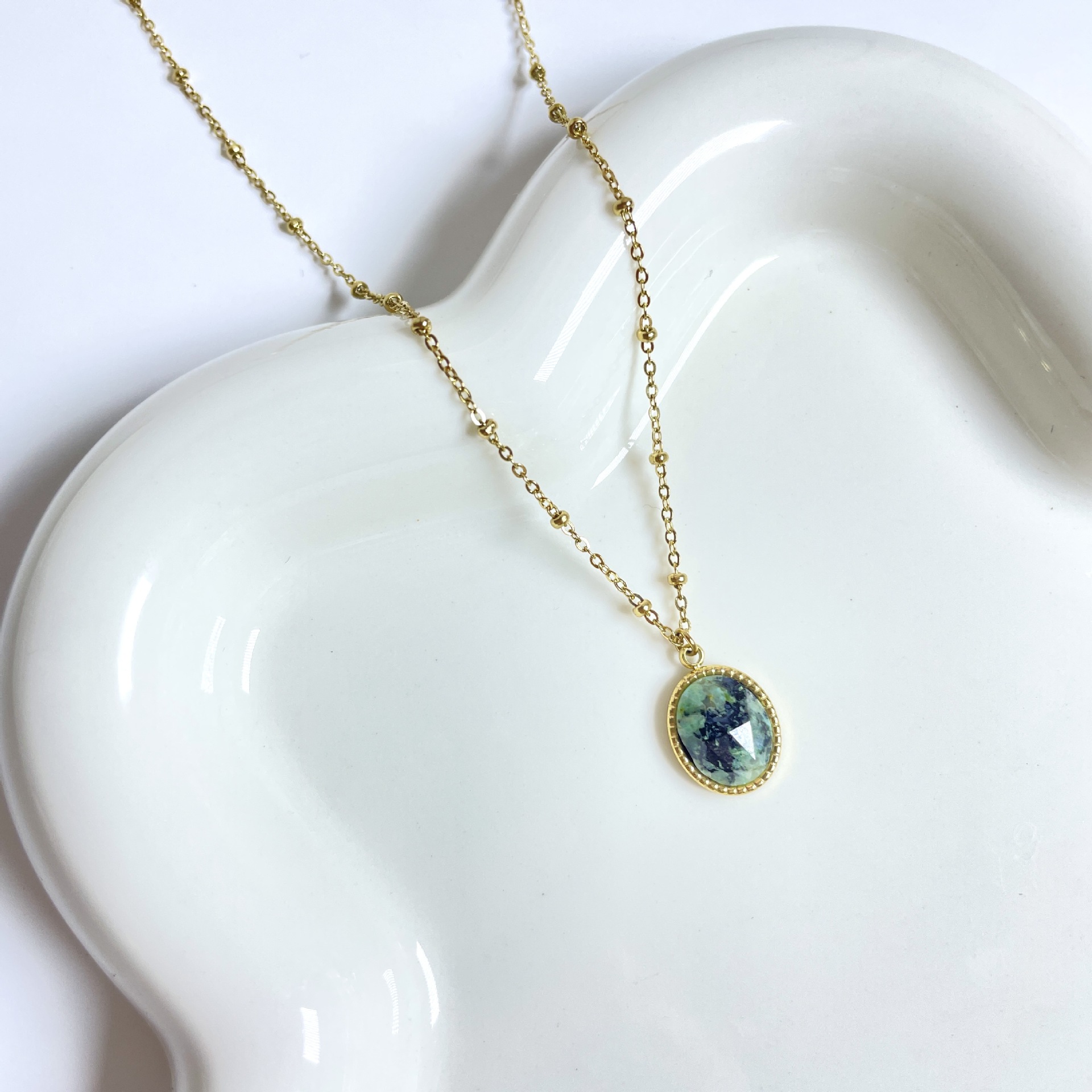 Simple Style Geometric Natural Stone Titanium Steel Pendant Necklace In Bulk display picture 6