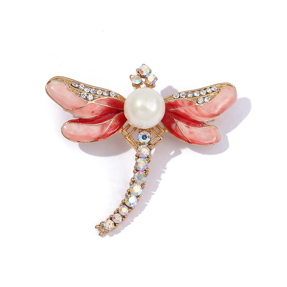 10g Weight Zircon Inlay Material Retro Pin Dragonfly Alloy Enamel Inlay Zircon Women'S Brooches