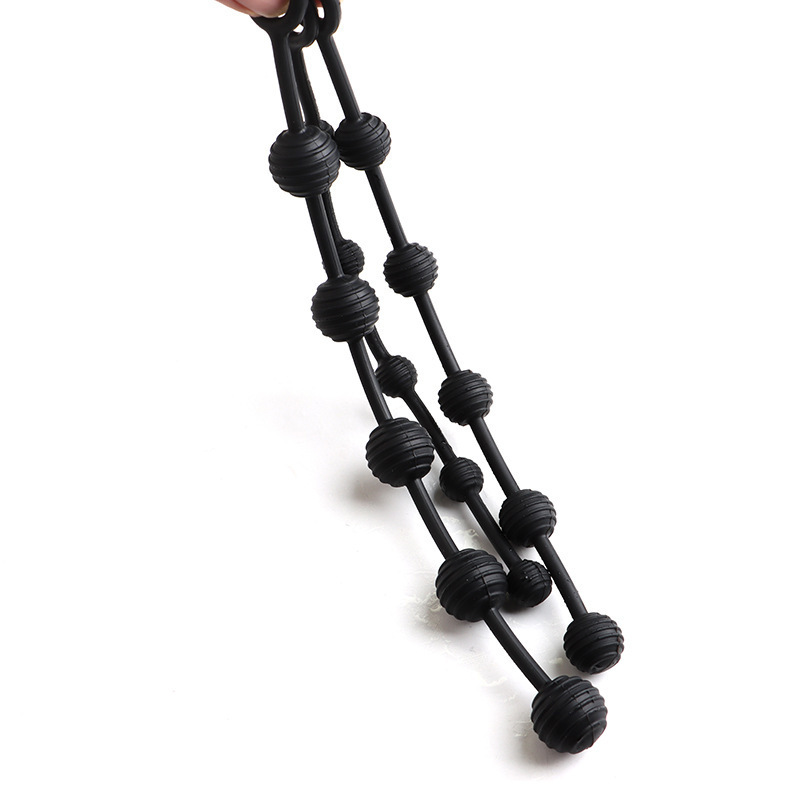 Striped Silicone Anal Beads, Black Large Size, Smooth Beaded Design for Adult Anal Play — detail image 2