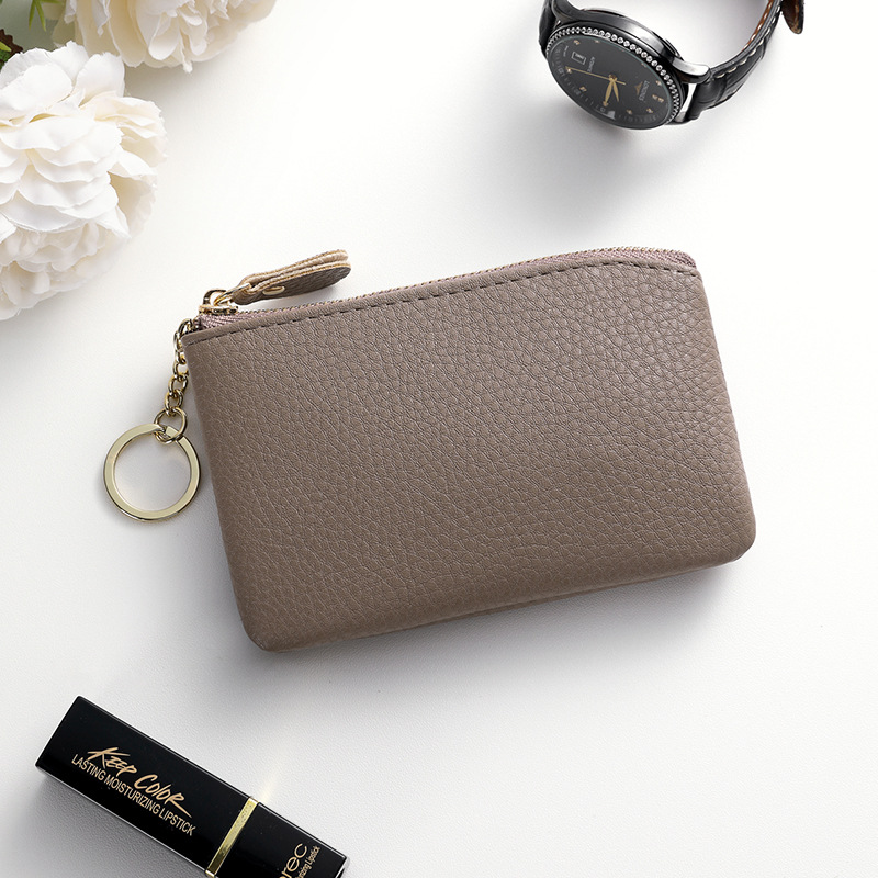 Monedas de cremallera de llave compacta, bolso de cambio de mujer, bolso de cambio de mamá, bolso de almacenamiento delgado mini bolso de cambio