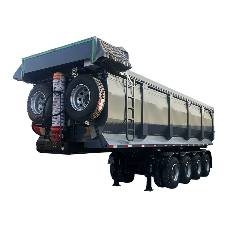 Производитель выпускает полуприцепы для перевозки песка и гравия с пневмоподвеской, самосвальные, с задним опрокидывающимся кузовом U-образной формы для земляных работ.