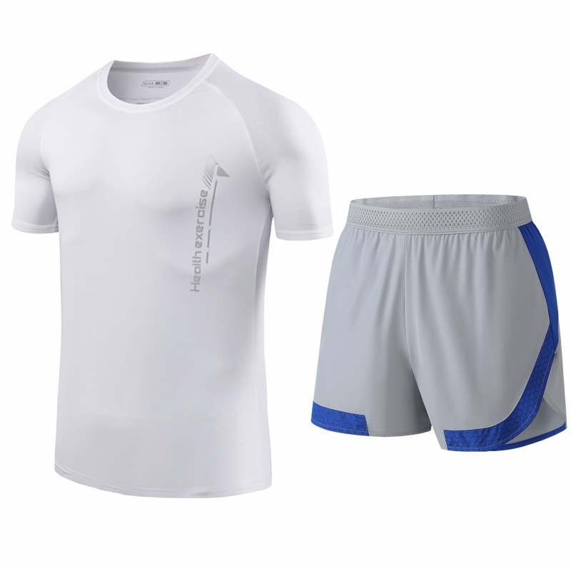 Traje deportivo de seda de hielo para hombres secado rápido transpirable verano delgado para correr manga corta para hombres suelta moda de tamaño grande