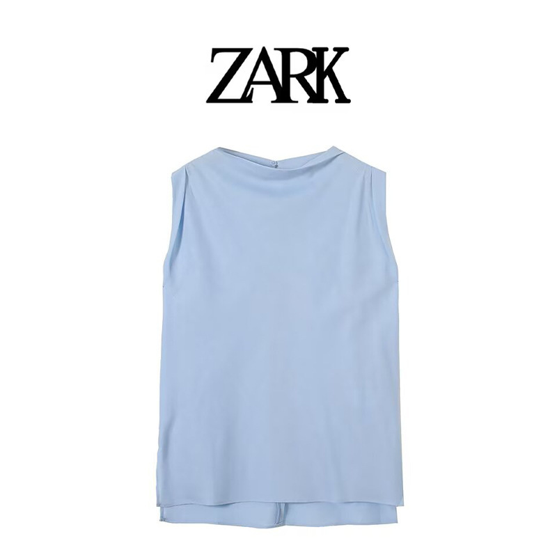 Zark European and American New Fashion Urban Commuter Pleated Flowing Shirt Tops Cross-Border Foreign Trade Women's Clothing Wholesale