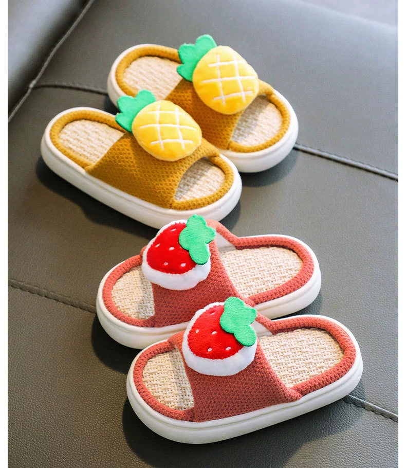 leather girl in boots Fruit Linen Thick Soled Children Slippers Four Seasons Home Kids Shoes Indoor Non Slip Lovely Cotton Slippers Boys Girls CSH1124 girls leather shoes