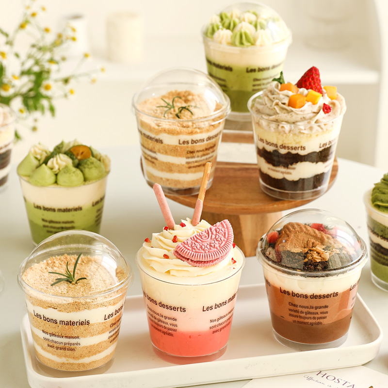 Wooden bran cup disposable mousse cake pudding double-skin milk…