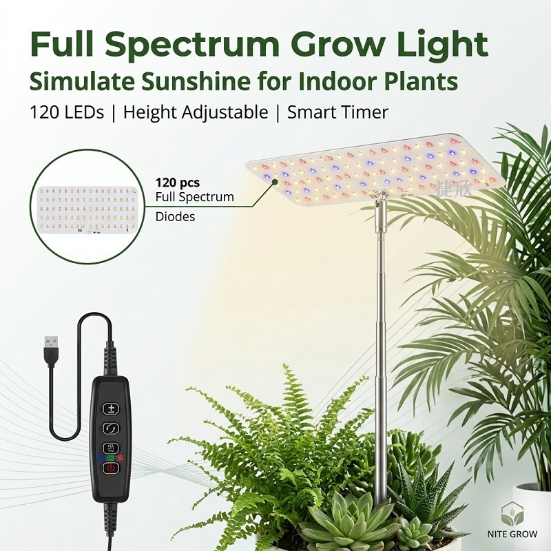 Lámpara LED para Cultivo de Plantas, Ajustable, de Escritorio, Espectro Completo, Panel Cuántico, Hidropónico, para Vegetales, Flores, Plántulas