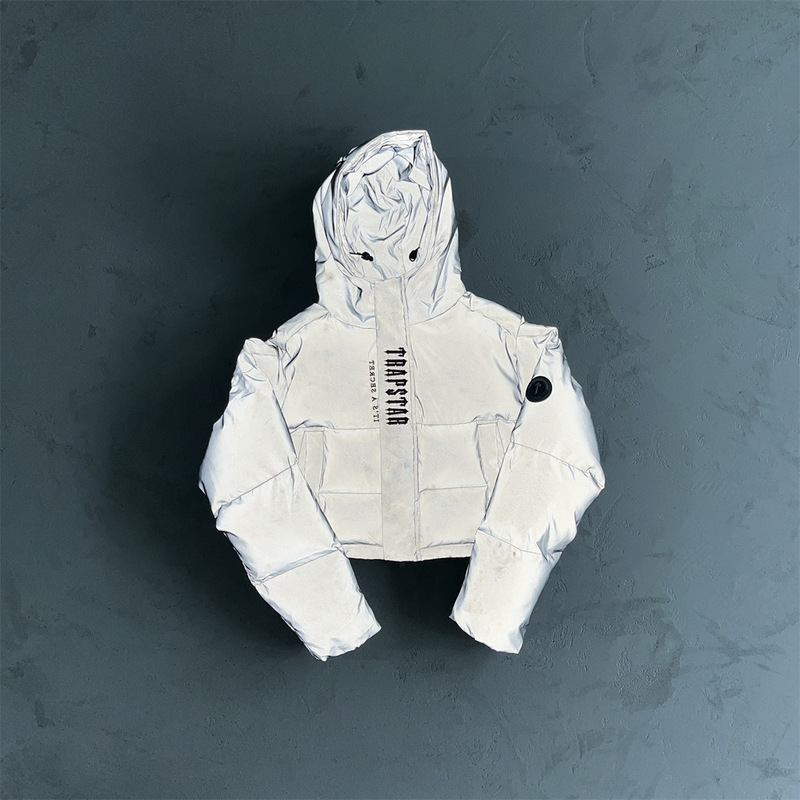 Trapstar Women's Jacket Uk High Street Trendy Embroidered Hooded Jacket Winter Warm Windproof down Cotton Jacket