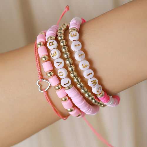 European and American hot selling Taylor Music 1989 polymer clay bracelet bohemian style letter set bracelet wholesale