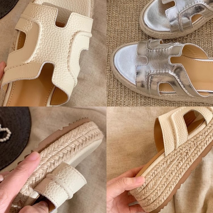 La madre de la uva studiolee aumenta 6cm ~ Luth mismo estilo retro de una palabra pendiente de fondo grueso con sandalias y zapatillas H verano femenino