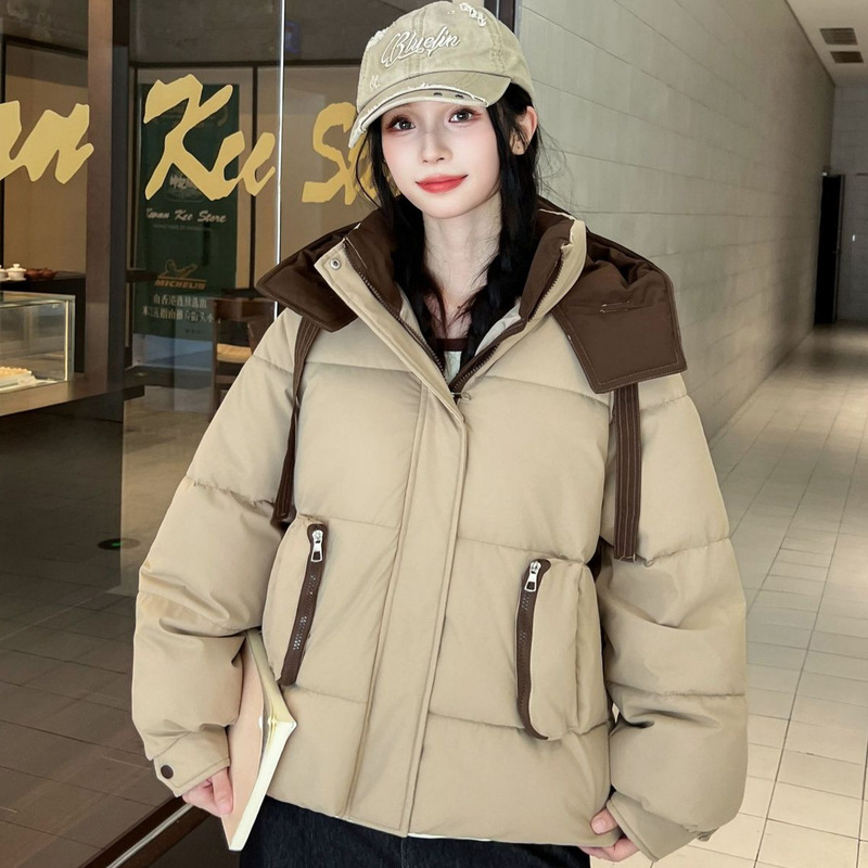 棉衣女外套2025冬季新款连帽面包服百搭冬装韩版宽松短款时尚棉服|undefined