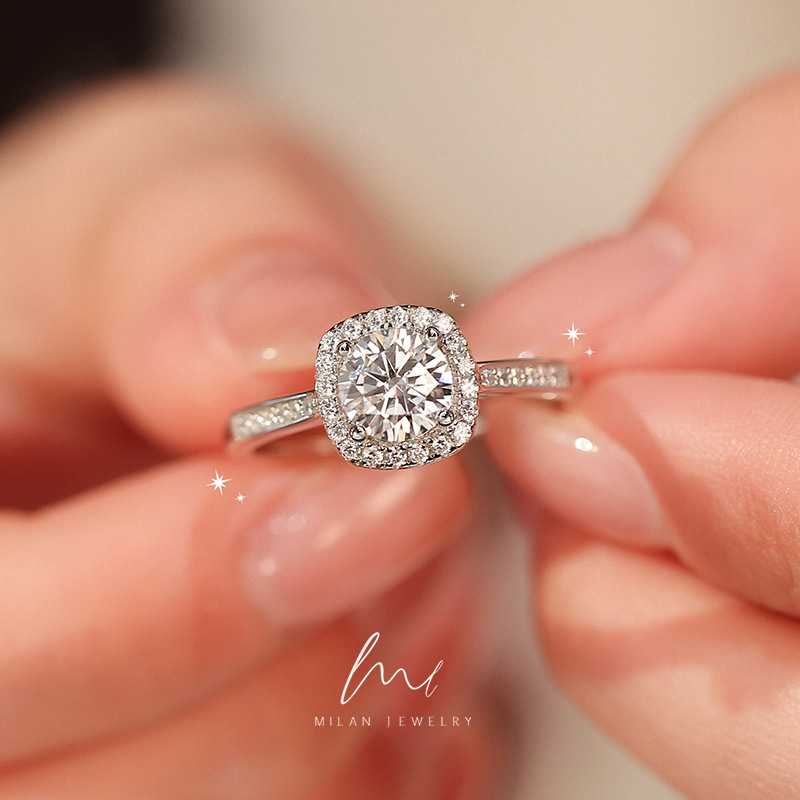 High-End Six-Claw Simulated Diamond Ring for Women, Simple and Fashionable Couple Style Zircon Pair Ring, Proposal Wedding Ring Opening Wholesale