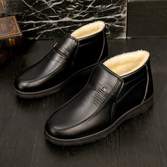 Winter Warmth Insulated Anti-Slip Men's Casual Mid-Calf Cotton Shoes Elderly Men's Cotton Shoes Men's Elderly Leather Shoes Dropshipping