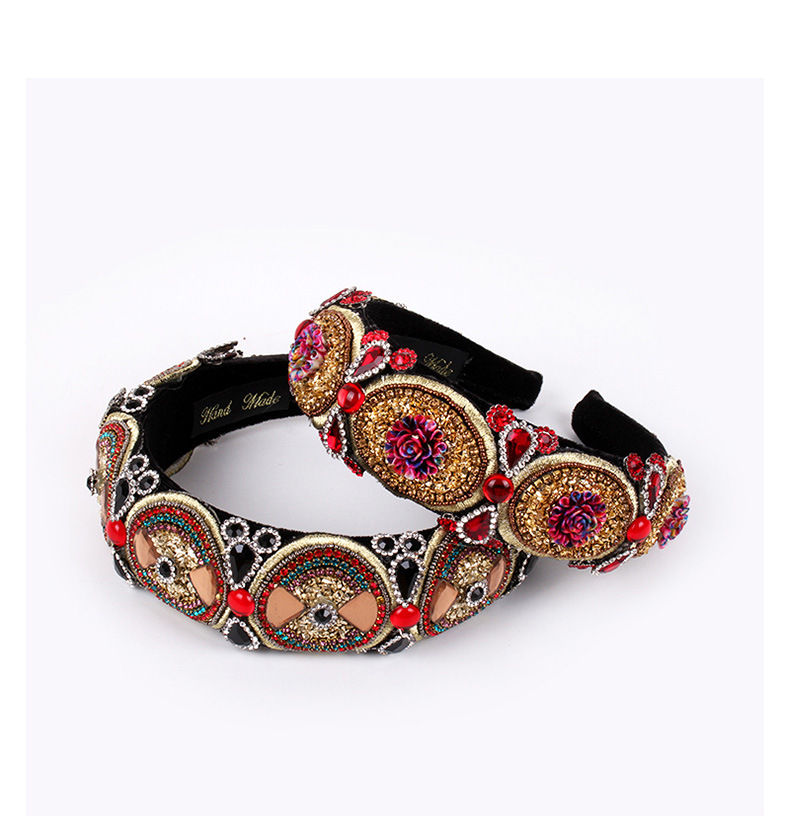 200g Weight Hair Band Hair Accessories Type Rhinestones, Pearl Inlay Material Baroque Style U Shape Sponge Inlay Rhinestones Pearl Hair Band 1 Piece