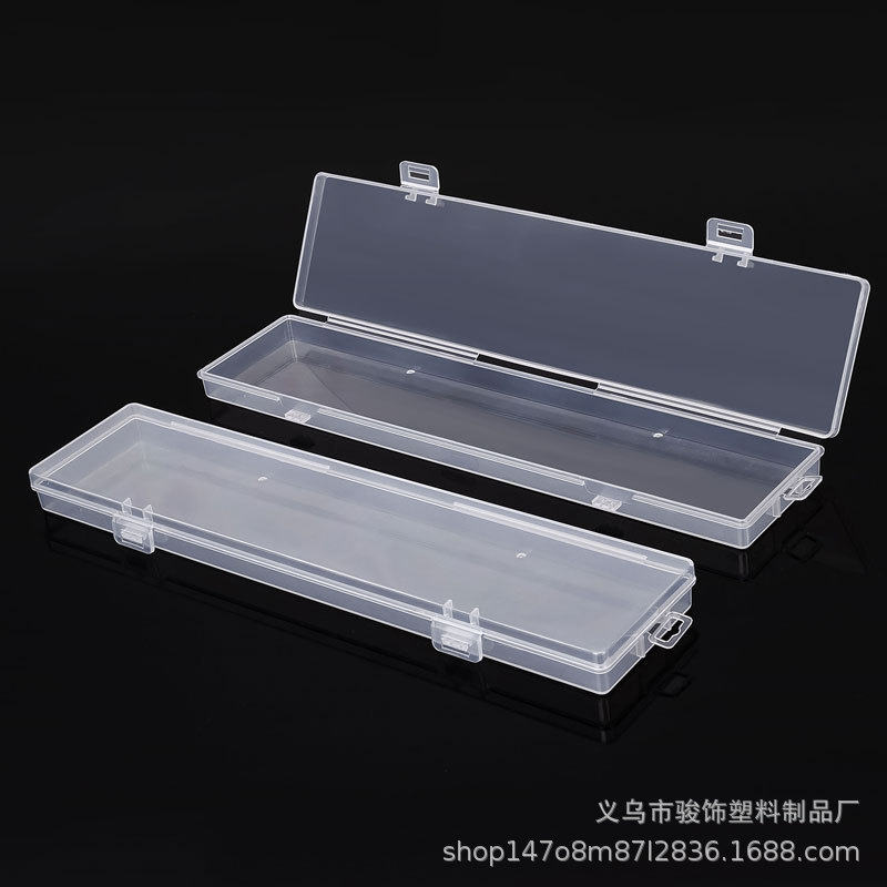 Rectangular Plastic Packaging Long Flat Box Electric Soldering Iron Hardware Parts Fishing Gear pp Box Transparent Stationery Nail Storage Box
