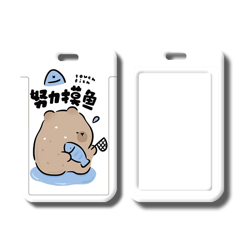 学生の漫画のカードカバーのかわいい熊の食事カードのバスの地下鉄のカードの包みはぼろぼろな文学の胸の札の保護カバーのメーカーを並べます。|undefined