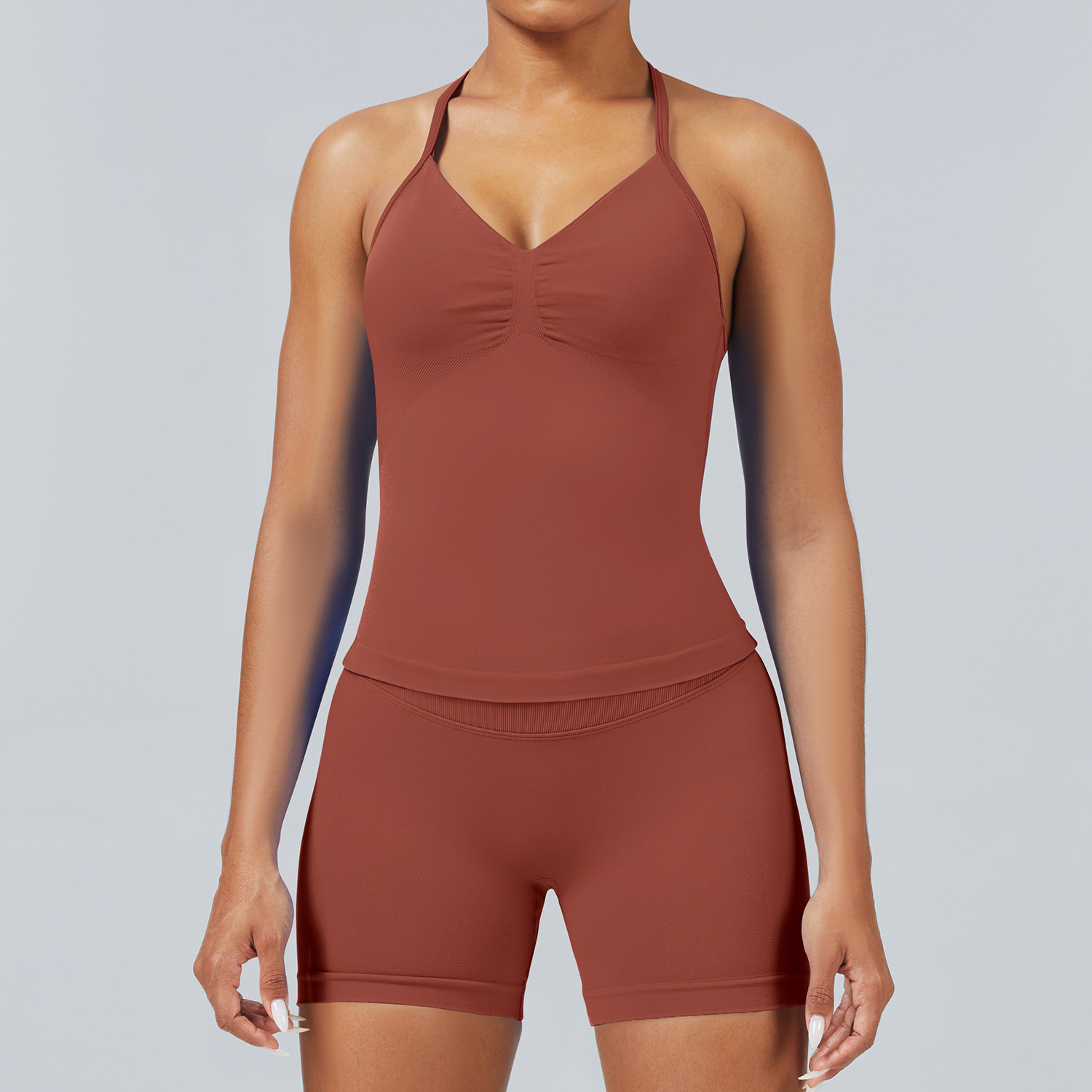 Conjunto de yoga transfronterizo europeo-americano, conjunto de mel de melocotón seco rápido, conjunto de acondicionamiento físico transpirable, conjunto de deportes al aire libre