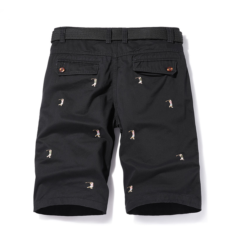 跨境外贸短裤男eaby亚马逊LAZADA夏水洗绣花高尔夫五分休闲裤男潮