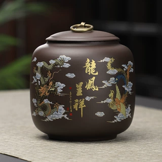 黑色紫砂茶叶罐陶瓷中号装家用密封罐金骏眉大红袍茶叶储存罐