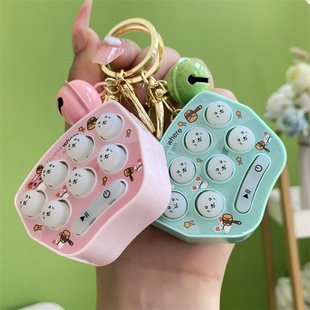 Handheld Mini Whack-A-Mole Game Console Keychain Fun Decompression Glowing Sound Student Toy Small Pendant Wholesale