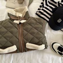 女童冬季新款加绒夹克皮衣女宝宝中小童儿童加厚棉服外套夹棉冬装