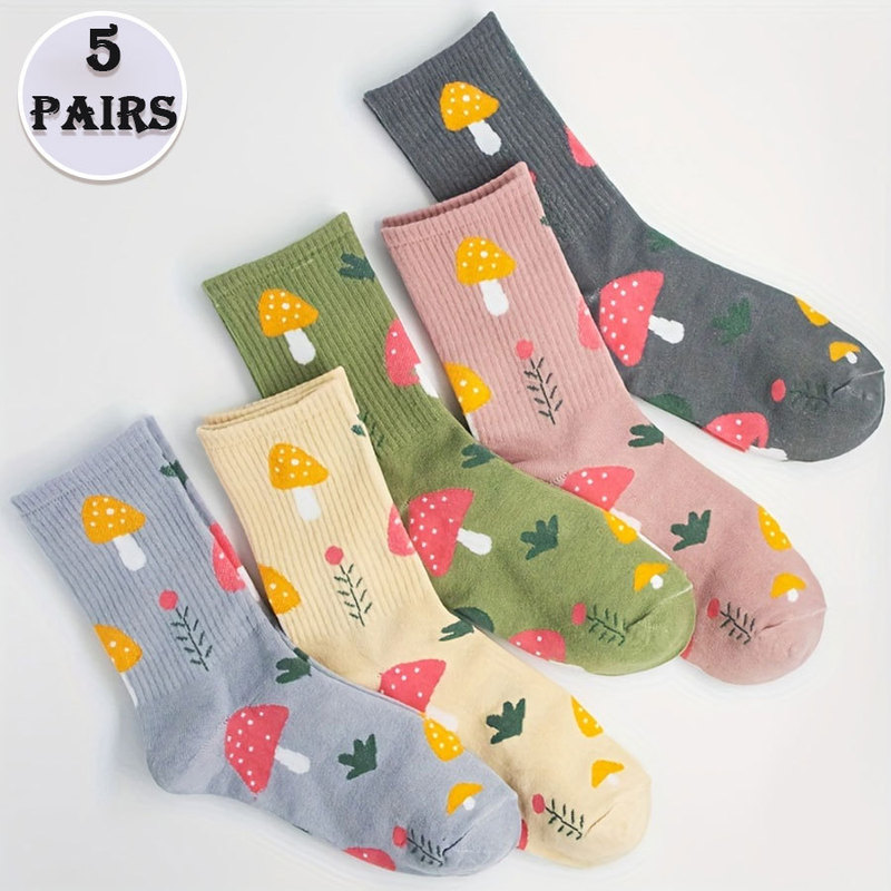 Women's Fantasy Mushroom with Fruit Pattern Short Socks Mushroom Socks for Casual and Formal Dressing