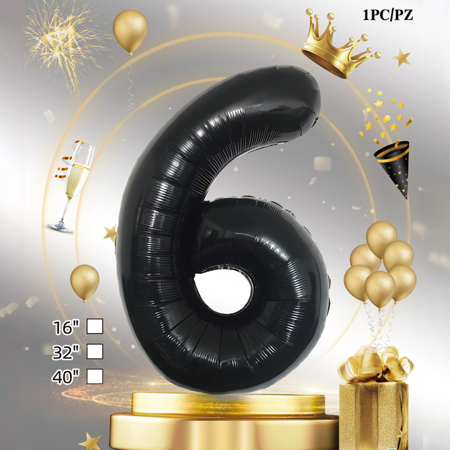 Embalaje de tarjeta de papel independiente digital de cumpleaños impreso en blanco de 32 pulgadas, decoración de fiesta de la versión estadounidense, película de aluminio, decoración de globos de papel de aluminio