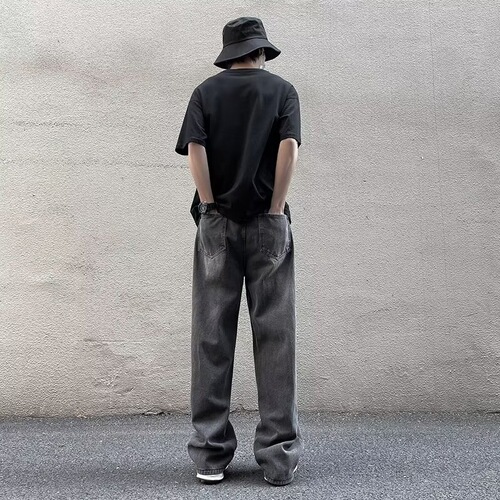 Vintage Men's Summer Thin Straight Leg Loose Trendy Workwear Wide Leg Men's Casual Long Pants Dropshipping