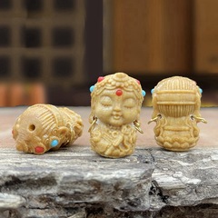 檀香綠度母配飾手鍊配件文玩雕刻四不說寶寶佛小掛件扎吉拉姆飾品