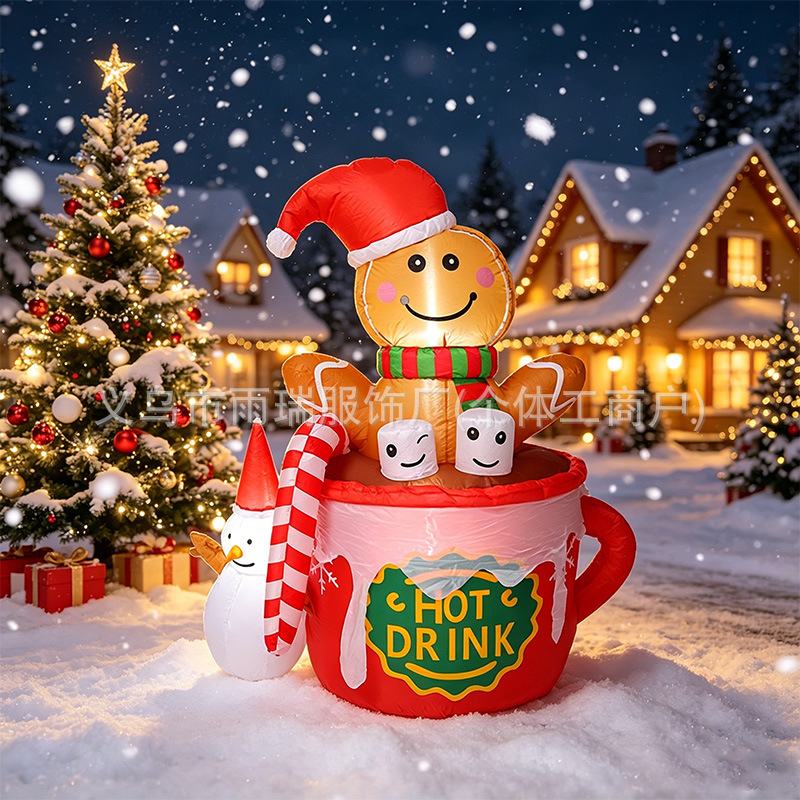 Navidad transfronteriza inflable pan de jengibre hombre taza de menú modelo de aire para el hogar jardín patio decoración al aire libre fábrica directa