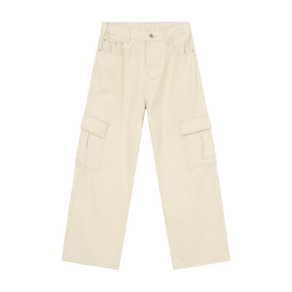 MTLCLOTHES Hombres| Color sólido simple retro americano bolsillo trasero vaqueros elásticos de cintura universal moda