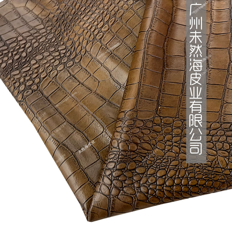 复古水洗双色牛皮大鳄鱼纹家私皮箱包服装皮