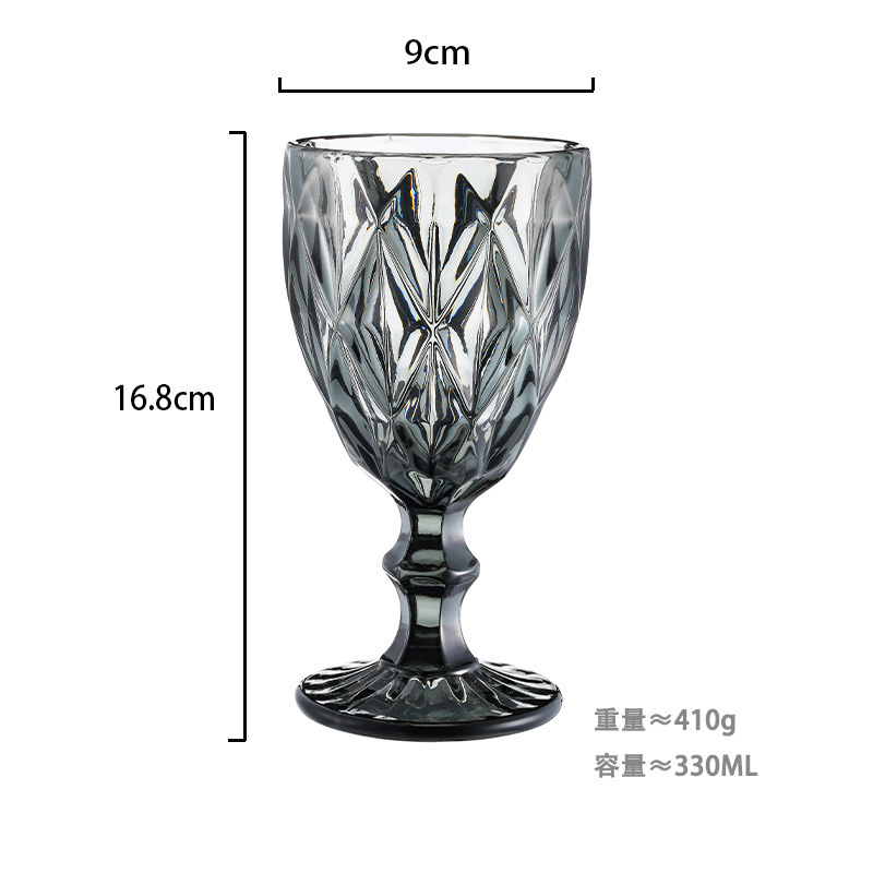 Gran por mayor transfronterizo vasos de vino en relieve europeos tazas de vidrio de colores tazas de bebida de jugo de frutas espesadas tazas de leche de boda tazas de pies altos