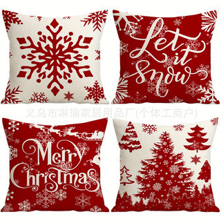 クロスボーダークリスマス枕感謝祭リネンショートぬいぐるみピーチスキンプリントクッション背もたれクリスマス枕カバー|undefined