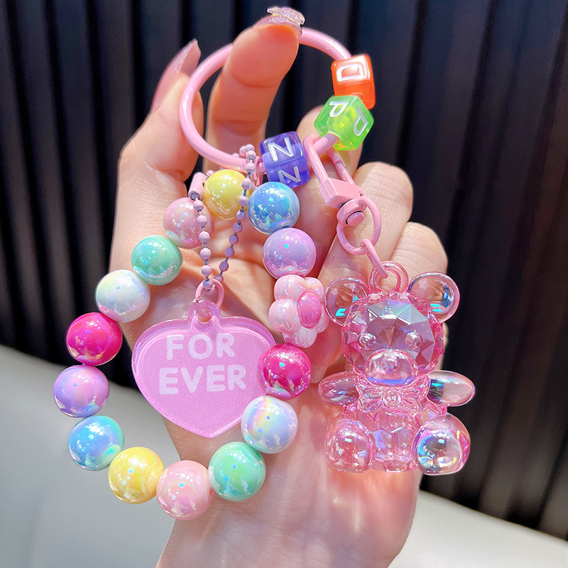 Cuentas de asiento osos colgantes de llaves de bolsos acrílicos exquisitos colgantes de llaves de automóvil colgantes pequeños regalos al por mayor