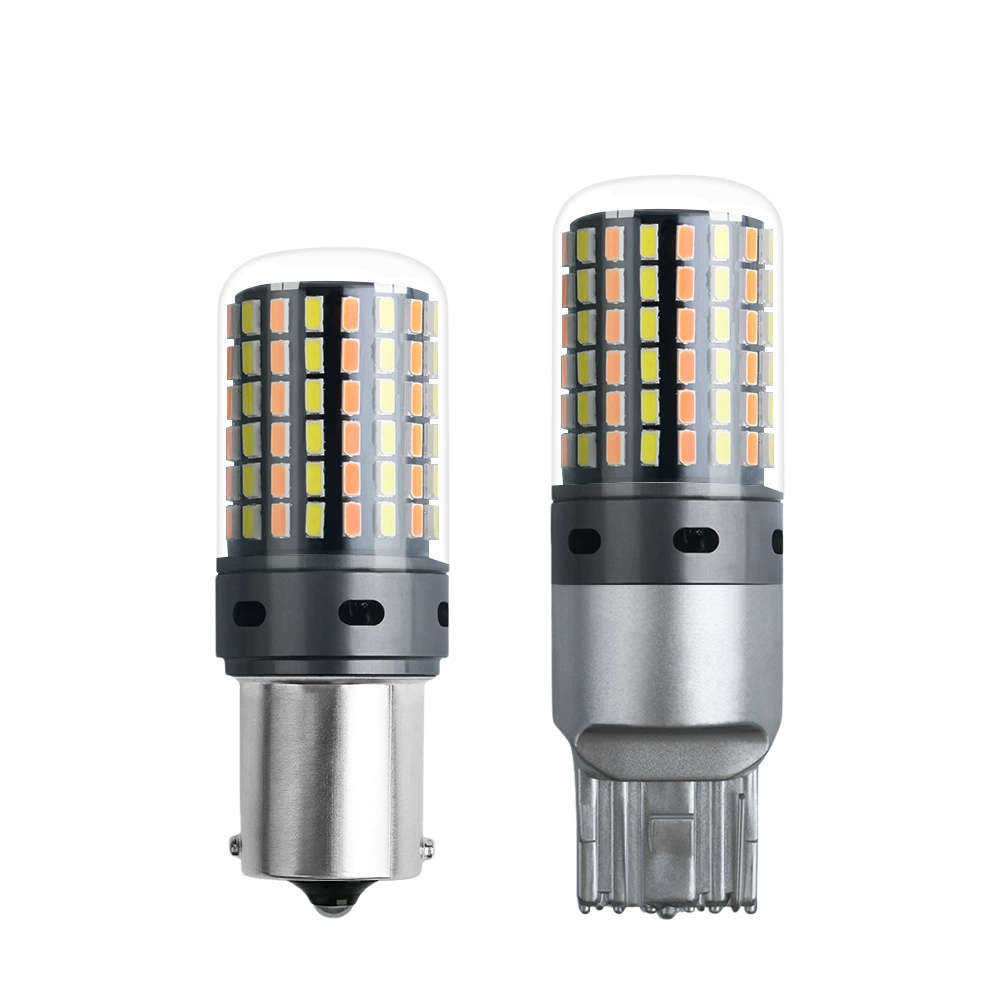 Авто светодиодная поворотная лампа 1156 3014 120smd модифицированная двухцветная дневная линия света античастотное мигание кодированная тормозная лампа