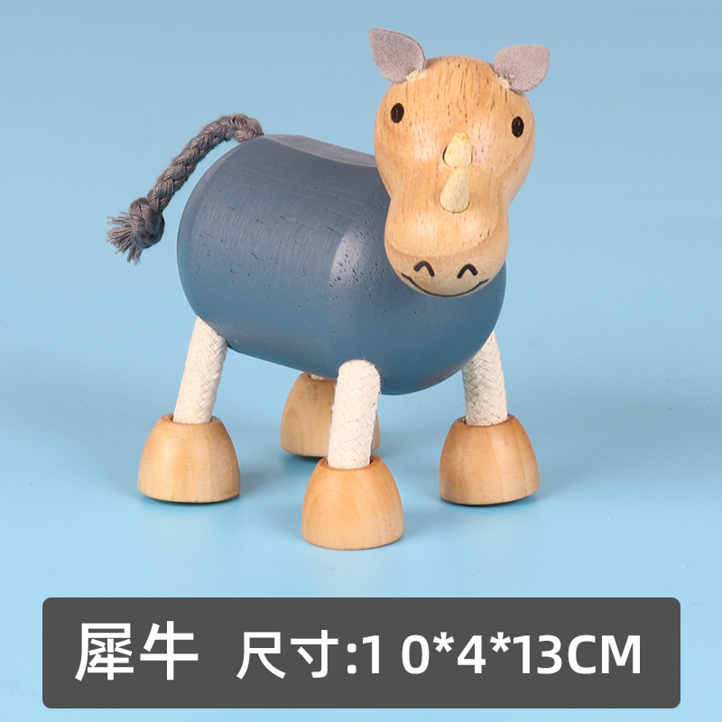 手作りの木の動物の人形ケヤキの対外貿易の置物の子供の贈り物のままごとのセットのおもちゃの動物の模型|undefined