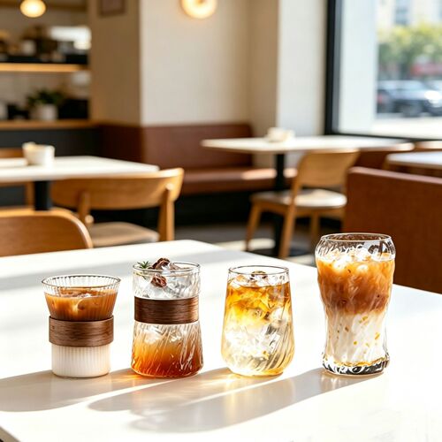 Household coffee cup Thickened glass cup American concentrated high-end latte cup dirty coffee cup bamboo set glass cup