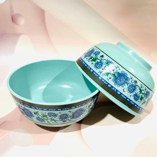 Blue and White Porcelain Melamine Rice Bowl Home Hotel Restaurant Commercial Bowl Restaurant Canteen Bowl Round Bowl 1 Yuan Wholesale