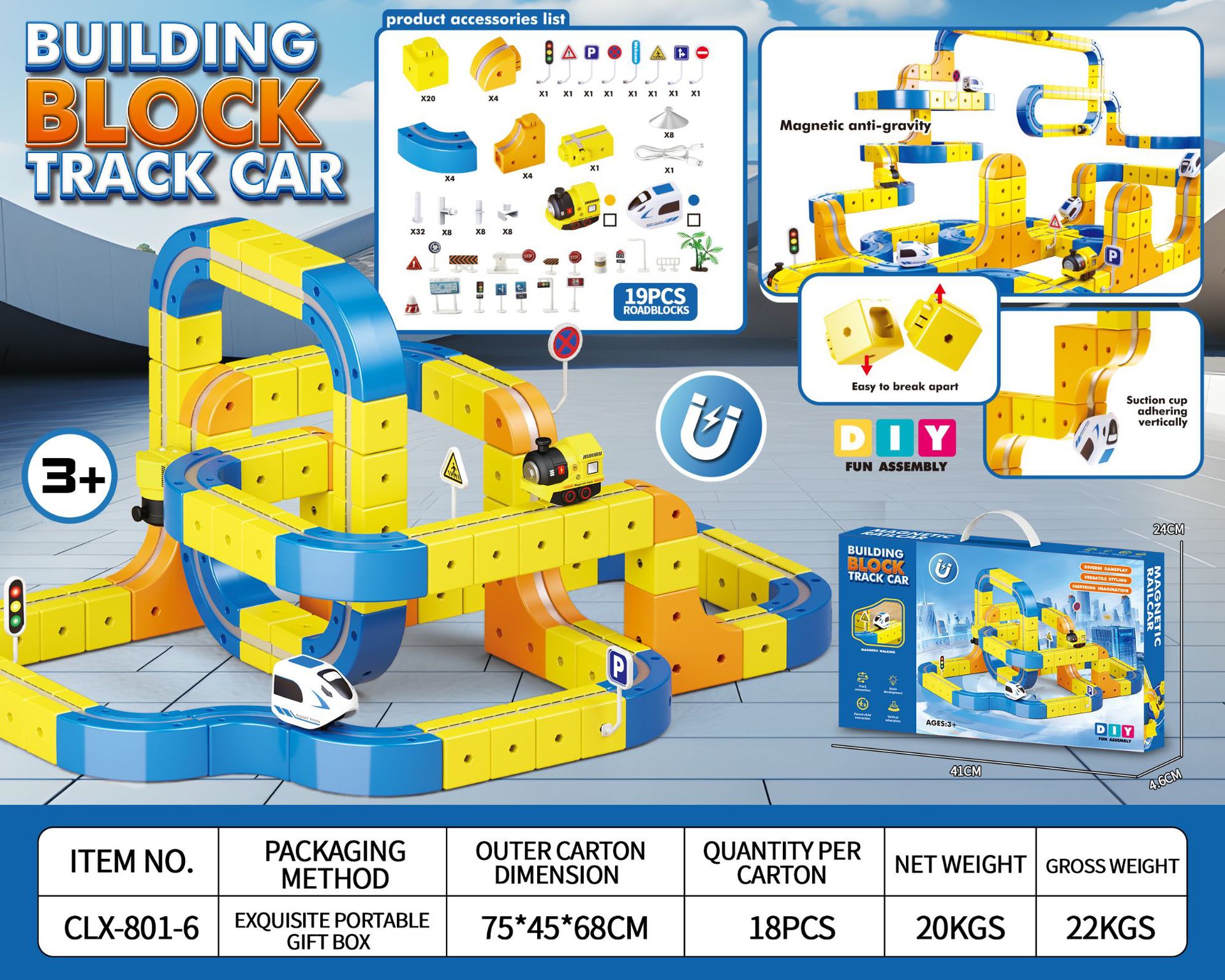 Transfronterizos niños bloque de construcción magnético vagón de ferrocarril antigravedad magnetismo variable juguete tren eléctrico de alta velocidad