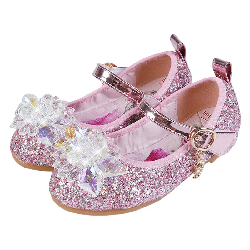 Обувь принцессы Эльзы для девочек, летняя мода, новая весенне-Осенняя обувь с мягкой подошвой, детская обувь со стразами, плоская подошва