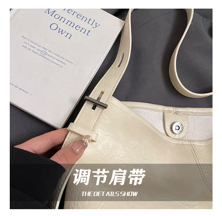 Korean style, retro, large-capacity tote bag for women, new summer 2025, versatile, fashionable, simple and solid color crossbody bag undefined