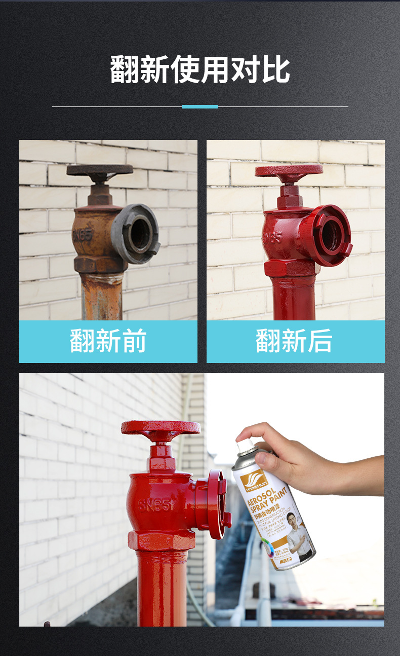 Haoshun factory direct camp Haoshun paint metal paint black and white gold car color change wall paint hand-cranked self-spray paint