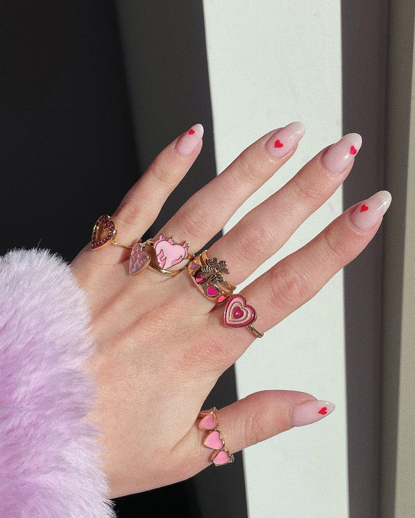 Sweet Heart Shape Copper Inlay Zircon Open Ring 1 Piece