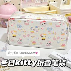 オリジナルインスタ折りたたみ冬雪だるまキティペン学生高颜値少女大容量アニメ文房具収纳