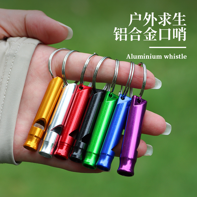 Manufacturer wholesale outdoor aluminum alloy whistle outdoor survival fire referee lifesaving whistle fire training trumpet whistle