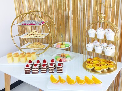 Soporte de postre soporte de exhibición decoración estante de la torta multi-capa europea té de la tarde tres capas merienda soporte bandeja mesa de comida fría image 7