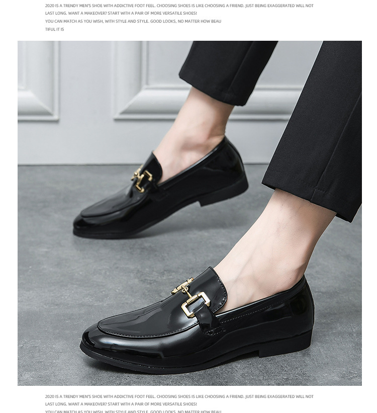 Mocassini da uomo in tinta unita con superficie brillante, stile coreano, scarpe casual da ufficio in pelle di grandi dimensioni per uomo_voghion.com