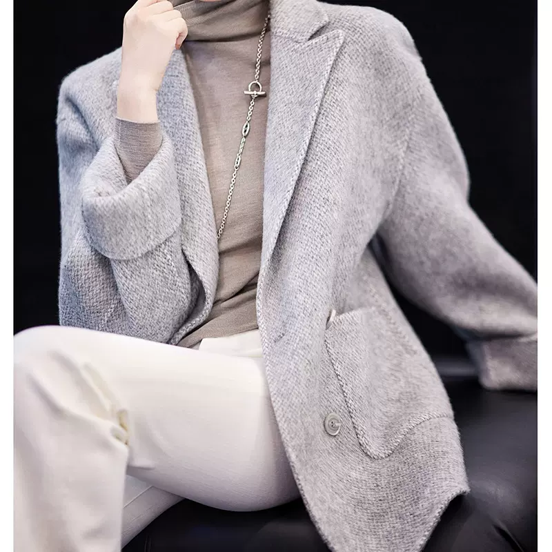大喜|婴驼短大衣|极.简宽松廓形大衣2025新款H型西装大衣外套女